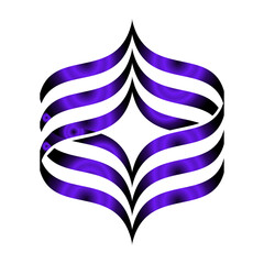 Fototapeta premium Elegant purple ribbon design isolated on transparent background, featuring a symmetrical and flowing pattern with a modern and artistic touch, perfect for graphic design projects