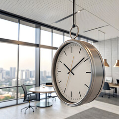 A sleek metallic wall clock with minimalist design, combining modern elegances.