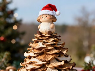 Natale e feste vegetariane e salutari, buffo albero di Natale di frutta e verdura secca