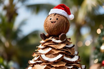 Natale e feste vegetariane e salutari, buffo albero di Natale di frutta e verdura secca