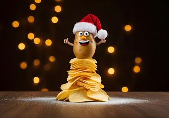 Natale e feste vegetariane e salutari, buffo albero di Natale di frutta e verdura secca