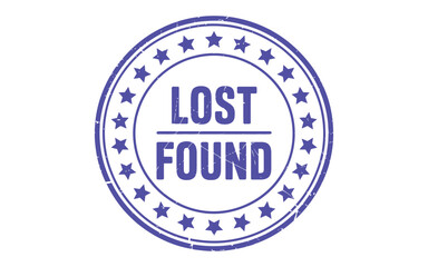 Fototapeta premium A blue stamp with the words lost and found in the center