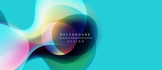 Abstract flowing shapes, vibrant colors, turquoise background. Modern design element, smooth gradients, dynamic composition.
