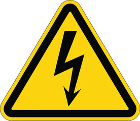 A yellow triangle with a black lightning bolt illustration