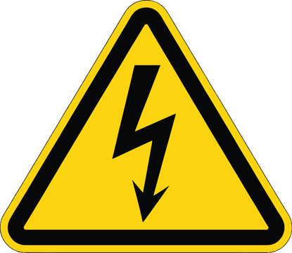 A yellow triangle with a black lightning bolt illustration