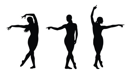 Three ballerina silhouettes isolated on white background, Vector © MDRaisul