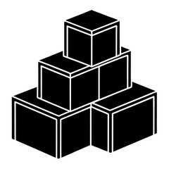 Abstract isometric stack of black cubes with white outlines graphic