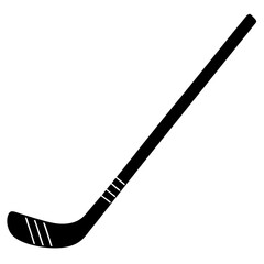 Isolated black ice hockey stick icon with white stripes sport