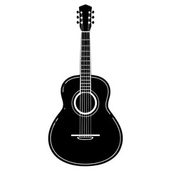 Obraz premium Acoustic guitar black silhouette musical instrument flat icon design