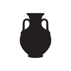 Historical pottery vase silhouette vector flat illustration design