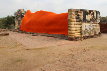ruined ancient buddhist temple (Wat Lokaya Sutharam) - Ayutthaya - Thailand