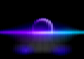 Abstract geometric design with vibrant gradient colors on a black background, featuring dynamic lines and a central circular element.