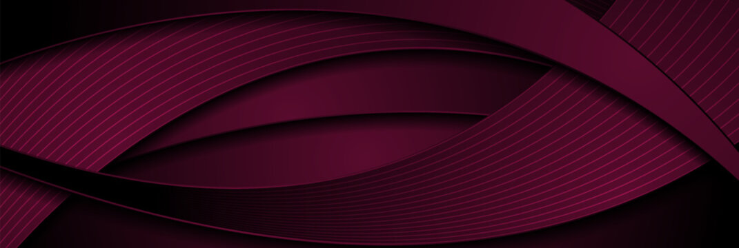 Dark violet waves and lines minimal abstract corporate background. Vector banner design