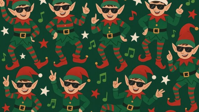 Playful elves dancing joyfully.