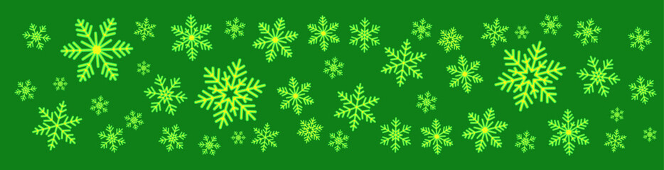 bright yellow green snowflakes on a solid green background