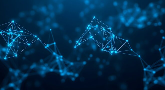 Abstract Technology Background, Digital Network, Blue Futuristic Design, Connection - Powered by Adobe