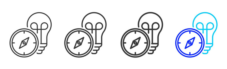 Leadership Adaptability icon set collection in creative outline style for Resilience workplace strategy leadership adaptability planning growth innovation tools design