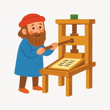 Vintage printing press illustration