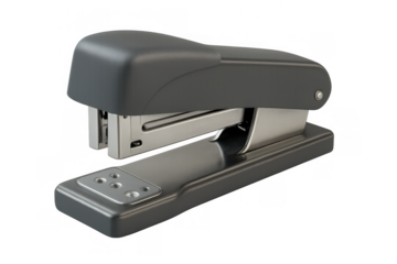 Handheld stapler for office and school, connecting paper, organizing documents, transparent background