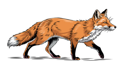 Realistic fox vector illustration on a white background © дима селиванов