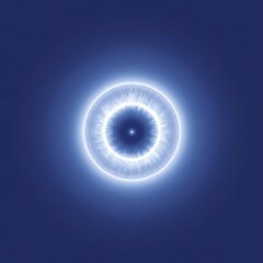 An abstract blue ring of light pulsates with tiny white particles against a dark blue background, creating a sense of cosmic energy.