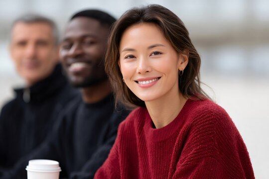 Happy diverse group of friends smiling together