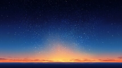 Sunset and mountain scenery under the starry sky