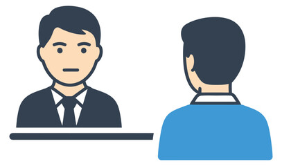 Business Interview Meeting Flat Icon Two Professional Men Talking Discussion Communication Vector Graphic