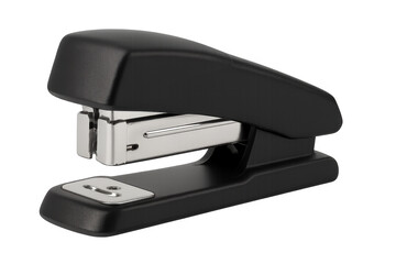 Black office stapler for paper fastening, essential stationery tool used for organization and document binding