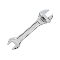 Polished Chrome Adjustable Wrench Tool on a Black Background with Realistic Lighting and Reflections