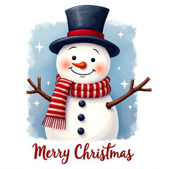 snowman with red hat and scarf