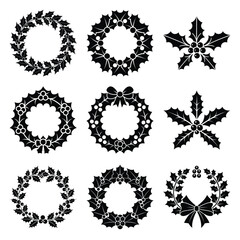 christmas garland silhouette icon set, Vector illustration © SreeRaton