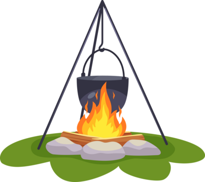 Camping pot over bonfire