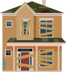 Old abandoned house cartoon