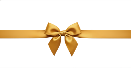 Shiny golden satin ribbon and bow horizontal design