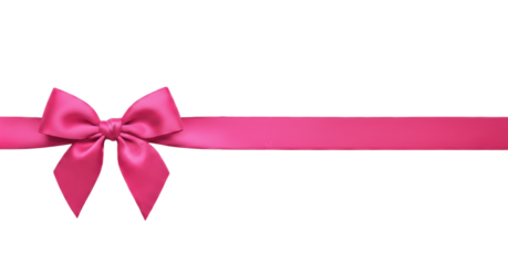 Vibrant pink satin ribbon and bow horizontal element
