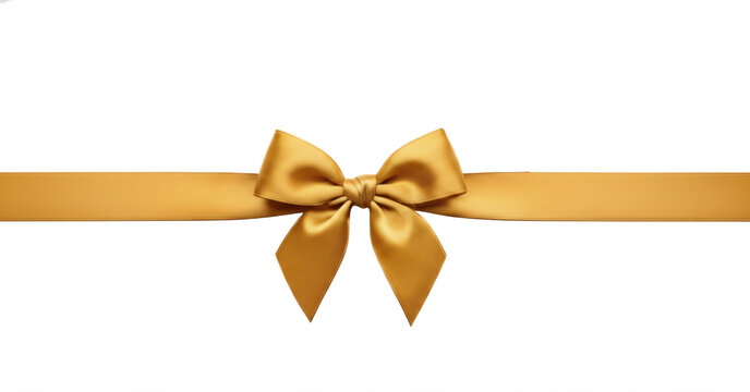 Shiny golden satin ribbon and bow horizontal design
