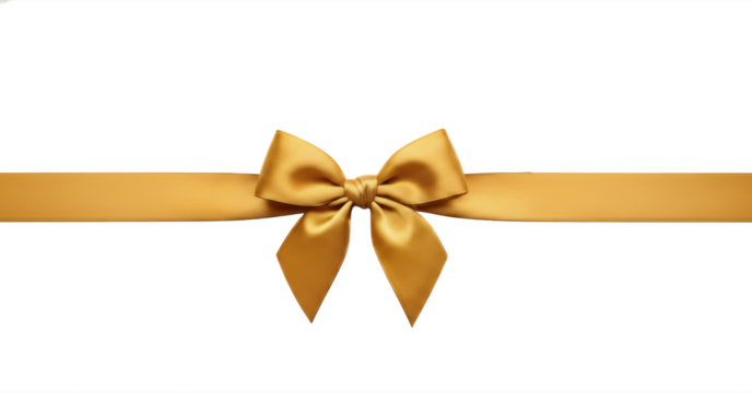 Shiny golden satin ribbon and bow horizontal design