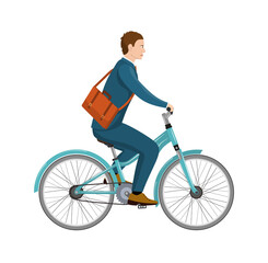 Simple cartoon of businessman riding a bicycle