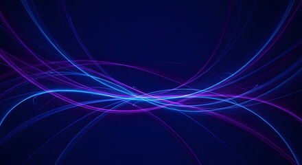 Abstract swirling blue and purple light trails on dark background