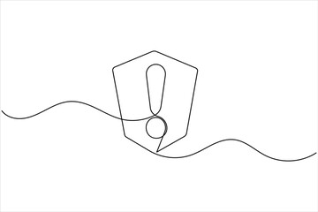 Exclamation mark one line art minimal continuous line drawing outline icon