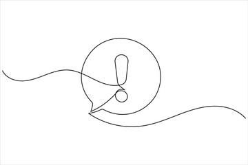Exclamation mark one line art minimal continuous line drawing outline icon