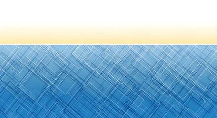 Abstract textured blue water surface with a soft yellow horizon line