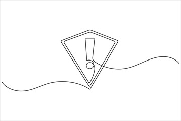 Exclamation mark one line art minimal continuous line drawing outline icon