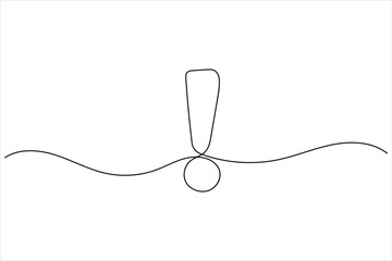 Exclamation mark one line art minimal continuous line drawing outline icon