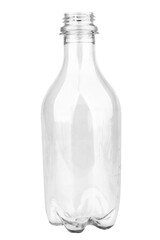 Plastic water bottle on white background