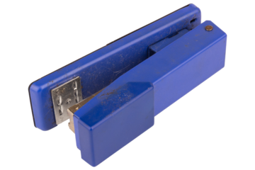 Dirty old stapler on white background