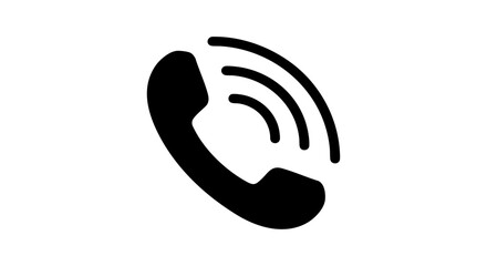 Phone Icon – Black Ringing Call Vector, Simple Notification Symbol