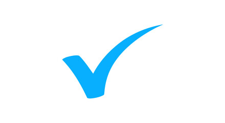 Blue Curved Tick Icon – Smooth Checkmark Symbol Vector - check mark
