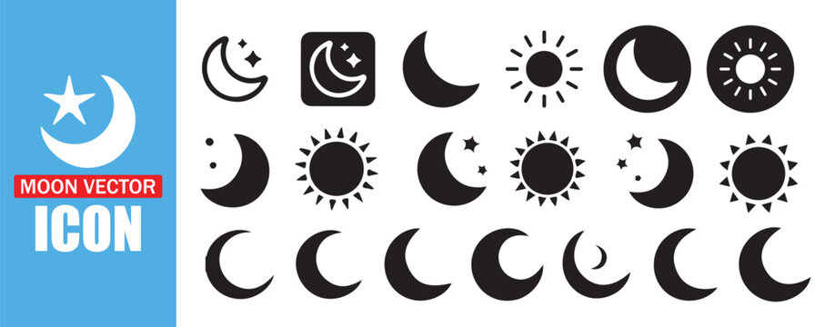 Moon, Sun, and Celestial Elements Vector Icon Set